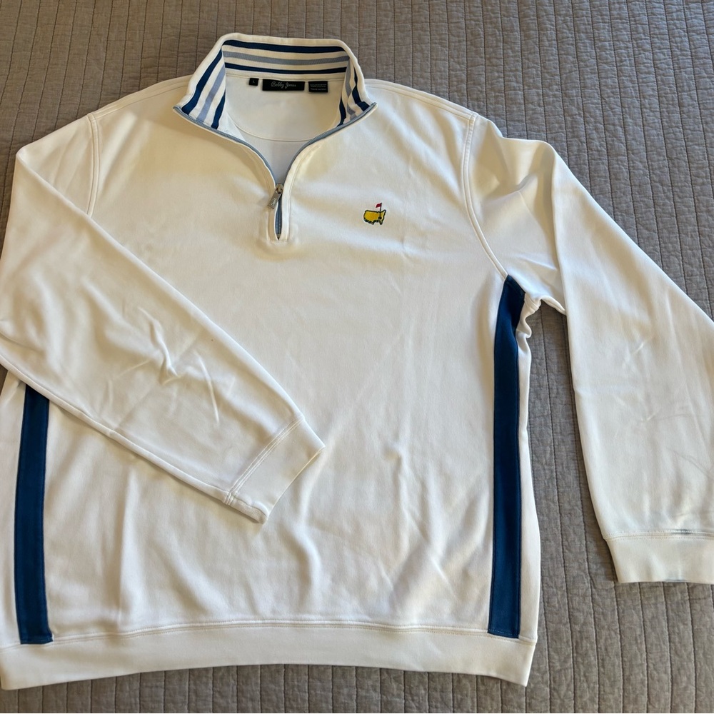 Bobby Jones White and Navy Quarter-Zip Sweater